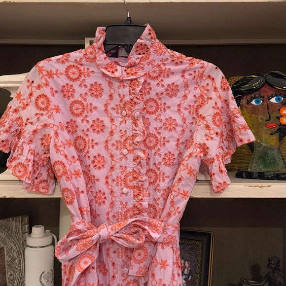 Abbey Glass Abbeyglass Small S Katie dress lavender coral eyelet shirtdress - Picture 7 of 8